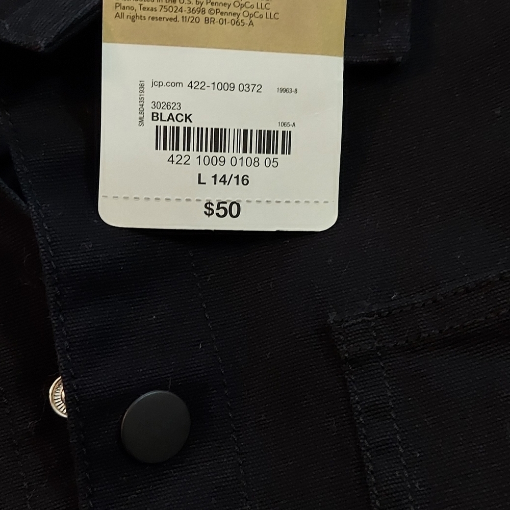 NWT Thereabouts Boys Black Twill Cargo Jacket  ~sz L 14/16 - Picture 5 of 6